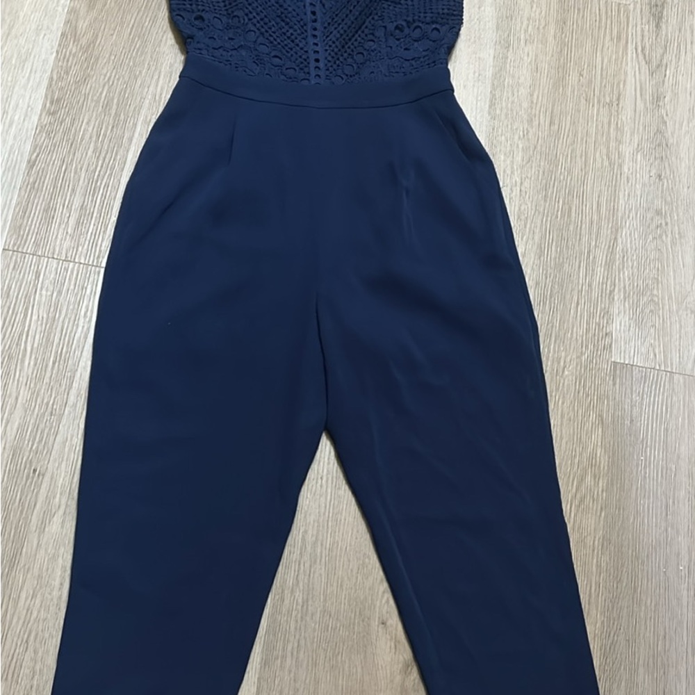 Adelyn Rae Midnight Blue Lace Jumpsuit